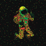Цифровий малюнок космонавта в космосі з бонгом в руках